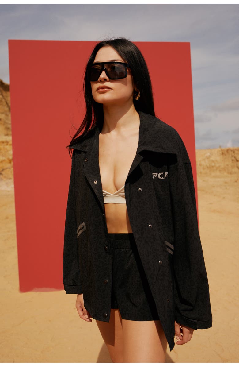 PCFG Free Heaven Leopard Track Suit Short, Alternate, color, Black