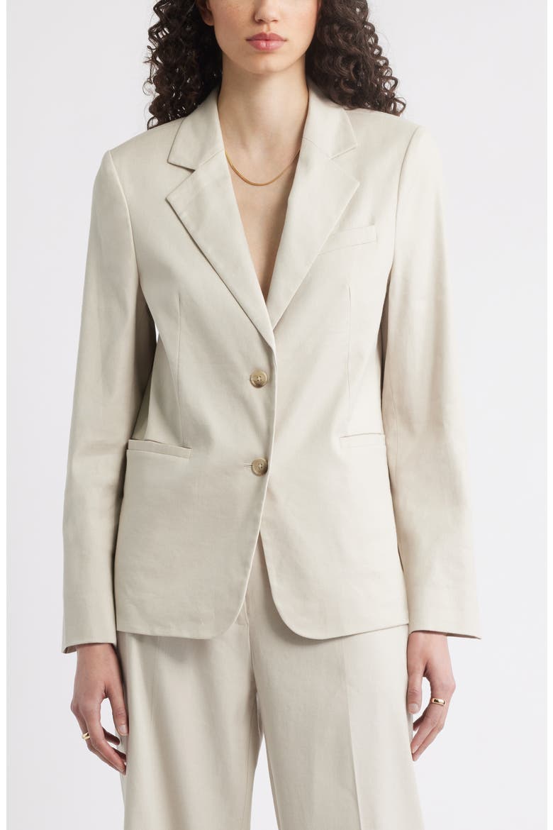 The Liv Linen Blend Boyfriend Blazer, Main, color, BEIGE SCROLL