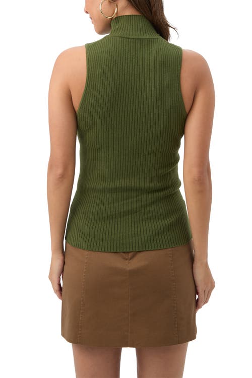 Trina Turk Westhampton Sleeveless Ribbed Turtle Neck In Green