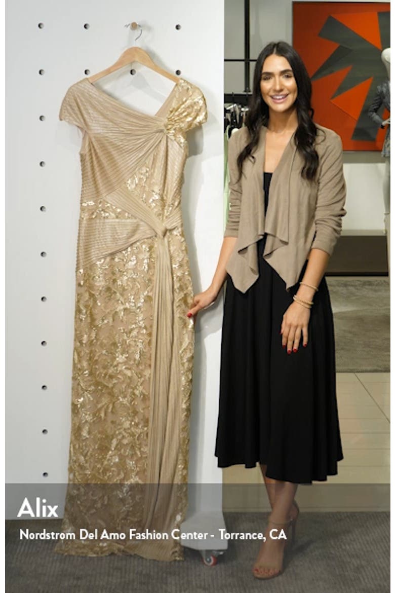 Pintuck Wrapped Embroidered Lace Gown video