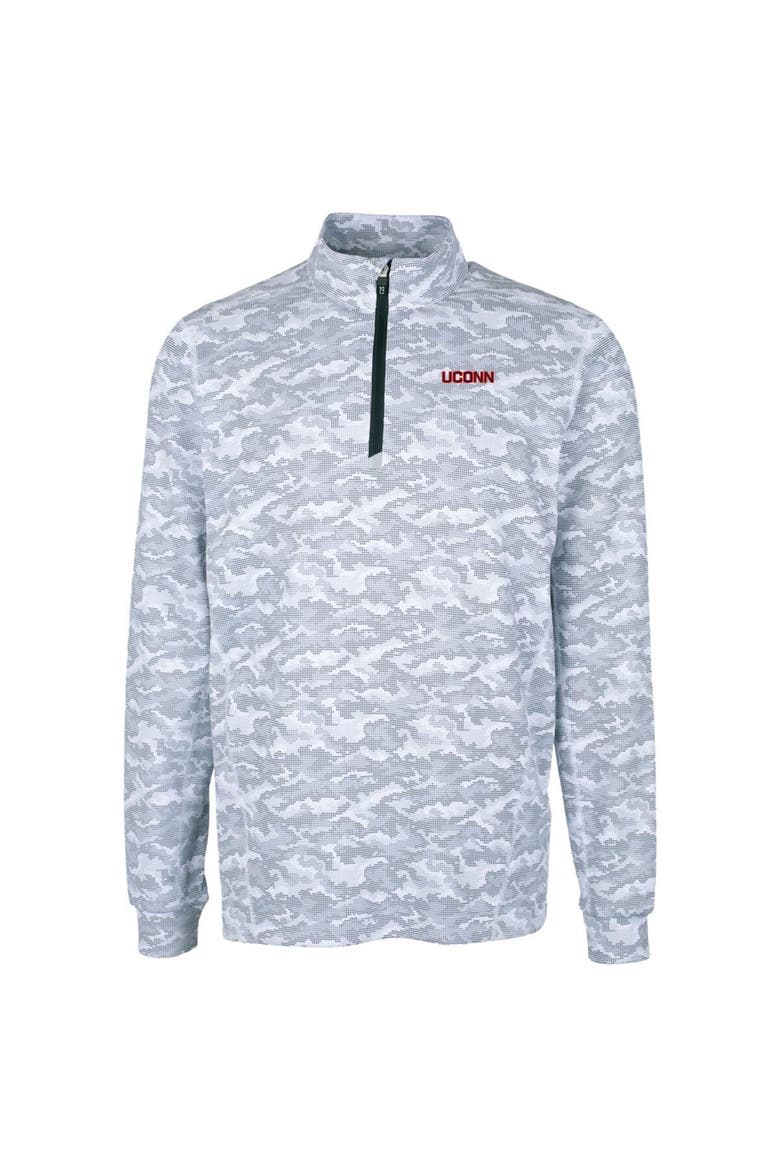 Men's Cutter & Buck Charcoal UConn Huskies Big & Tall Traverse Camo Print Stretch Quarter-Zip Pullover Top, Alternate, color, Charcoal