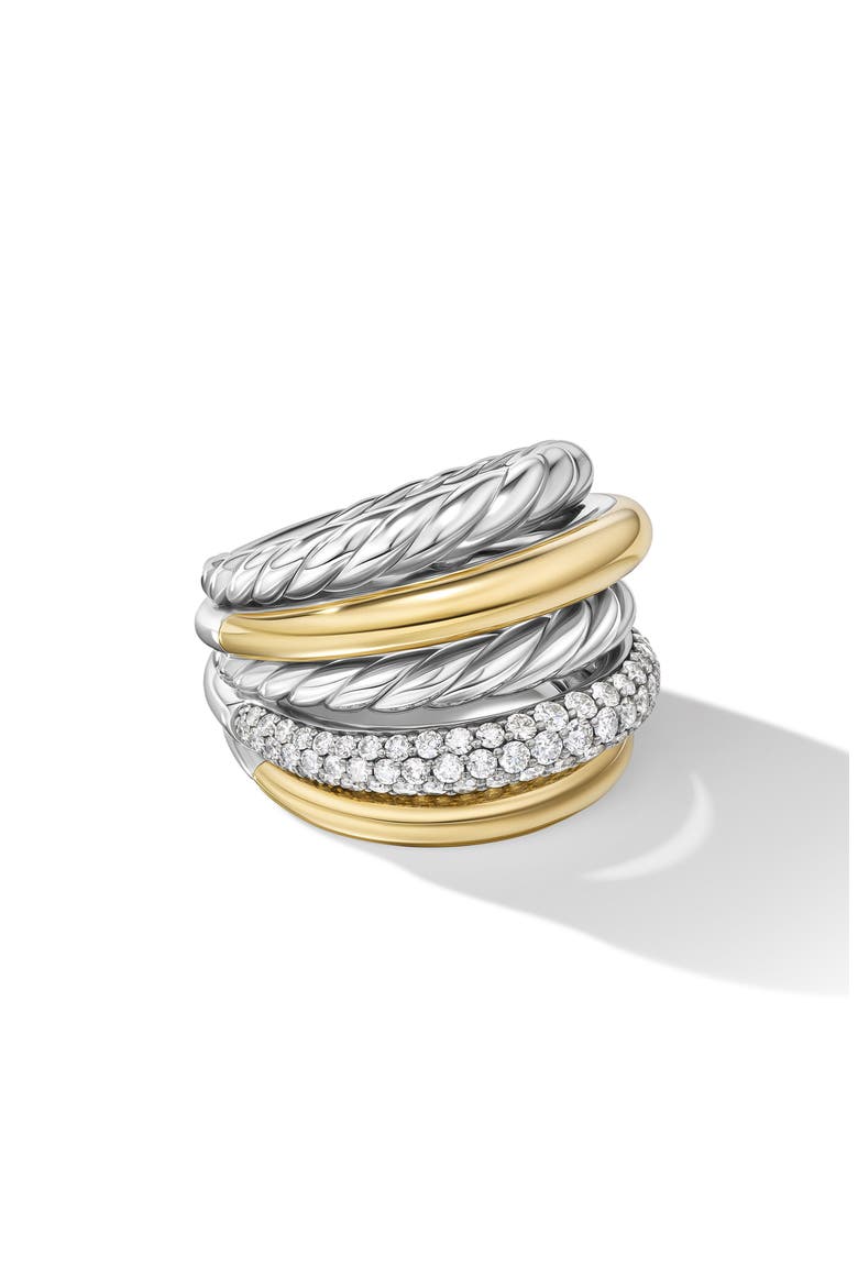 Bold Mercer Diamond Stack Ring, Alternate, color, STERLING SILVER/ 18KY GOLD