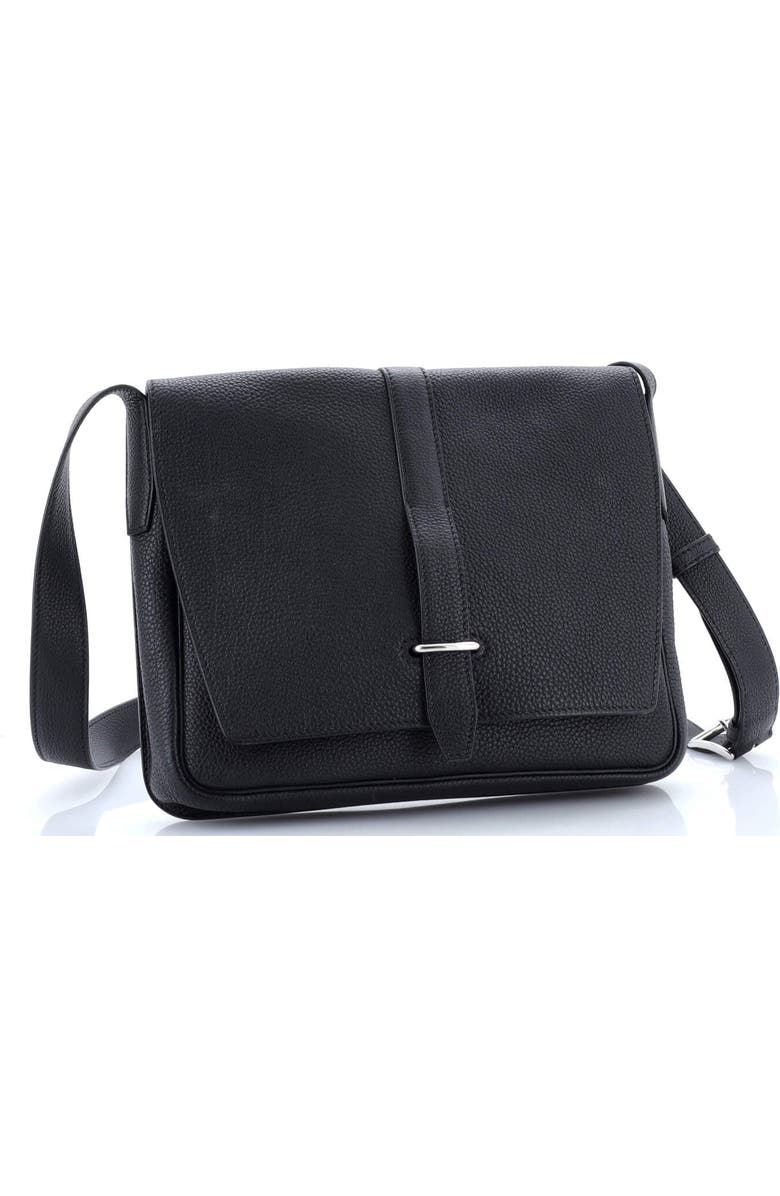 Pre-Owned Hermes Steve Light Junior Messenger Bag Togo, Alternate, color, Bleu Indigo