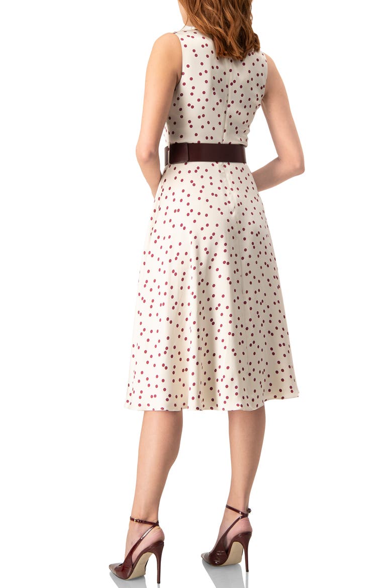 Polka Dot Midi Dress with Belt, Alternate, color, Ivory