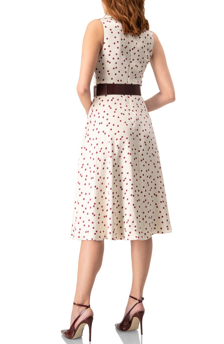 IVONNE Polka Dot Midi Dress with Belt, Alternate, color, Ivory