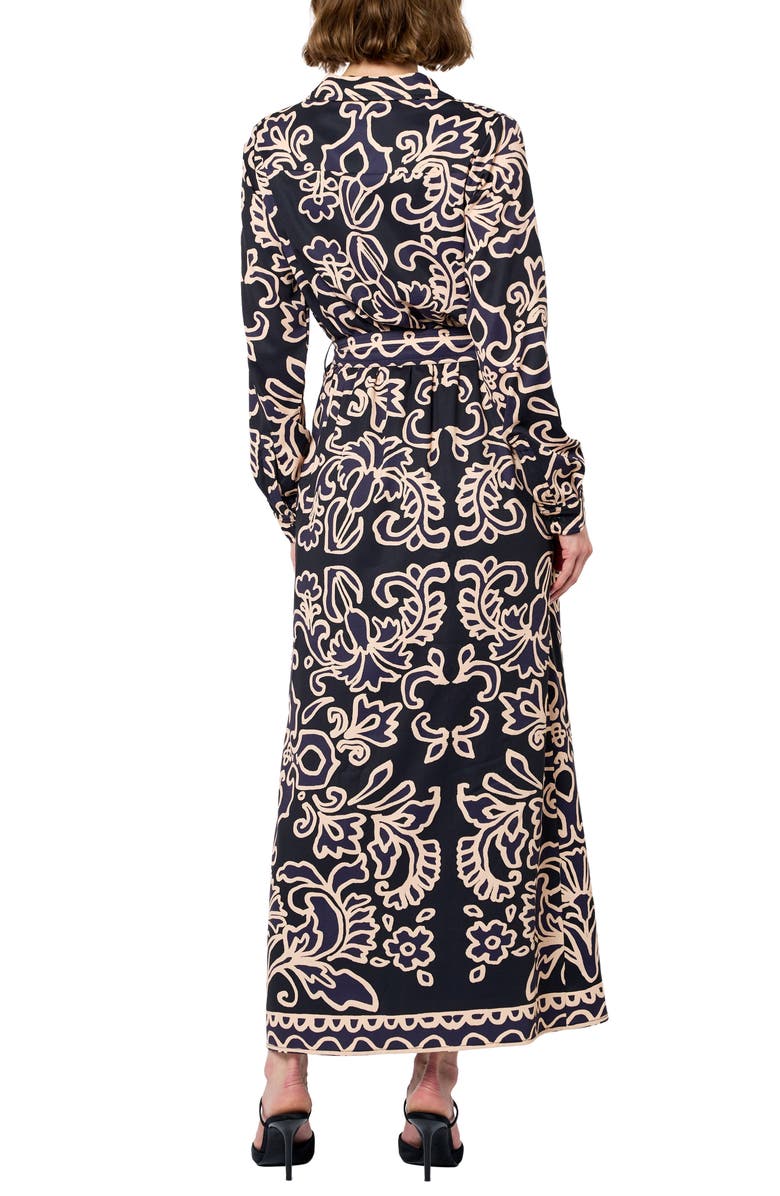 CIEBON Chiara Print Long Sleeve Shirtdress, Alternate, color, Black Multi