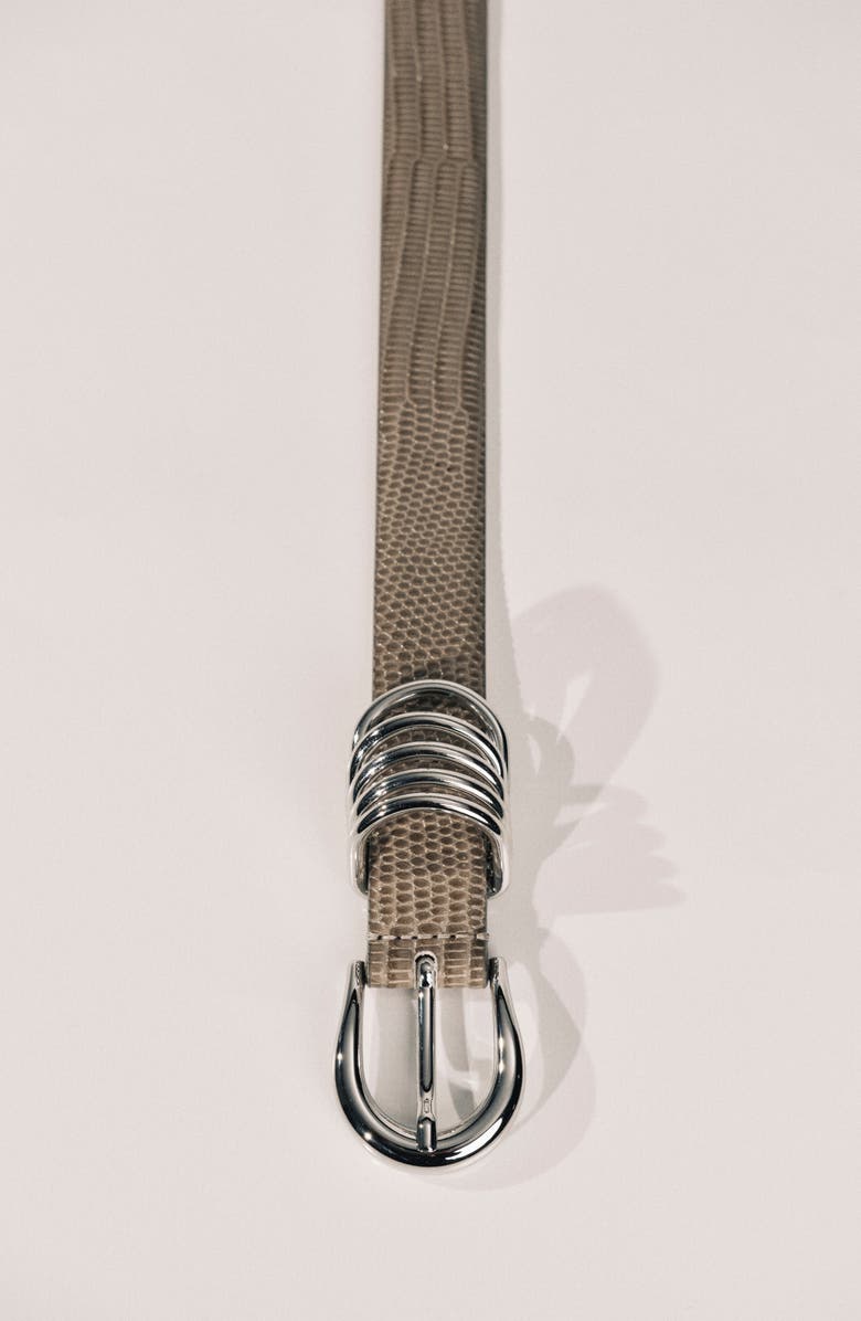 Déhanche Hollyhock Lizard-Embossed Leather Belt, Alternate, color, Grey Snake/ Silver
