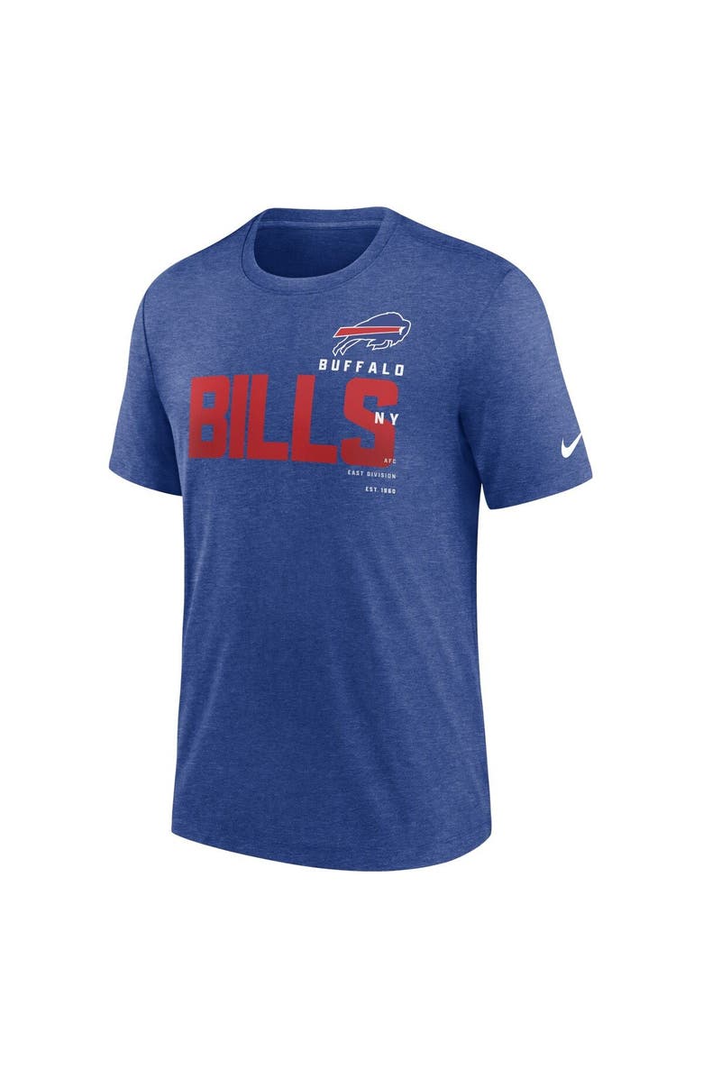 Nike Men's Nike Heather Royal Buffalo Bills Team Tri-Blend T-Shirt, Alternate, color, Heather Royal