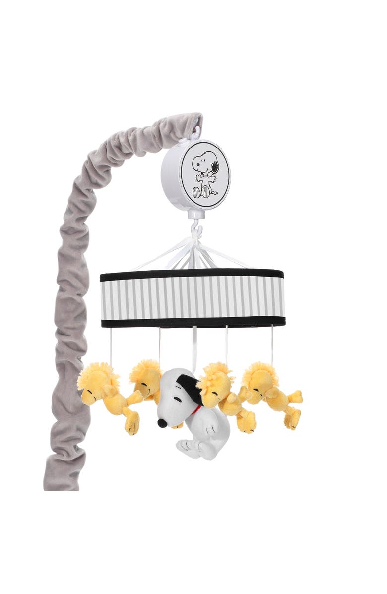 Lambs & Ivy Classic Snoopy & Woodstock Musical Baby Crib Mobile Soother Toy, Main, color, White