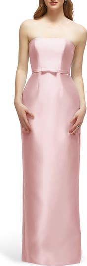 Alfred Sung Strapless Bow Belt Satin Twill Column Gown  display picture 3