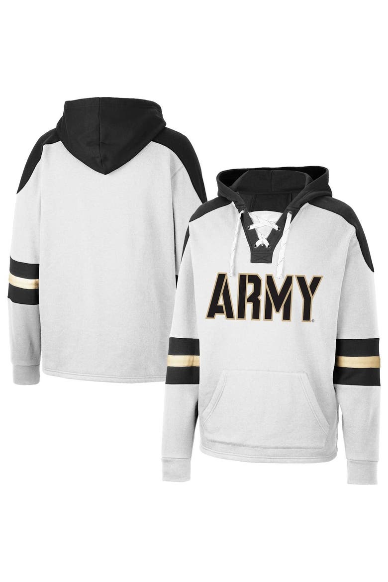Men's Colosseum White Army Black Knights Lace-Up 4.0 Pullover Hoodie, Main, color, White
