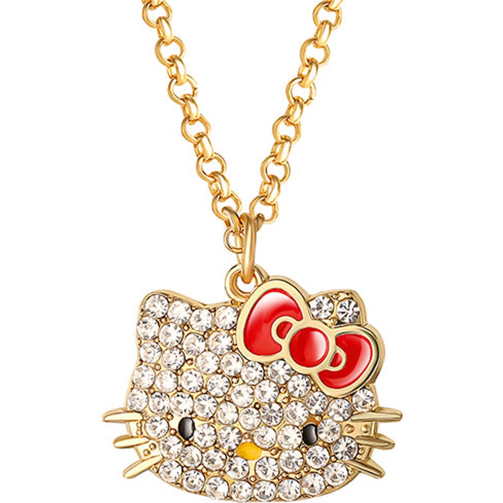 Hello Kitty Pave Crystal Necklace In Gold
