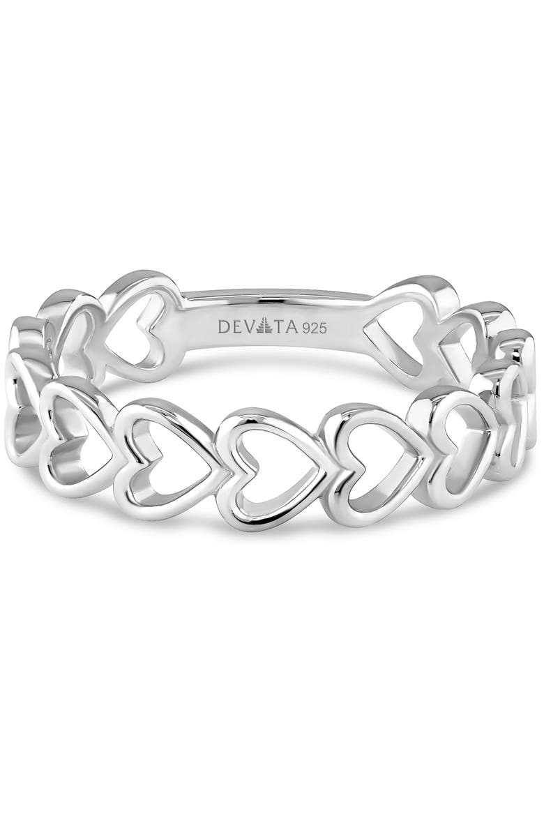 Open Heart Ring in Rhodium Plated Sterling Silver, Main, color, Silver