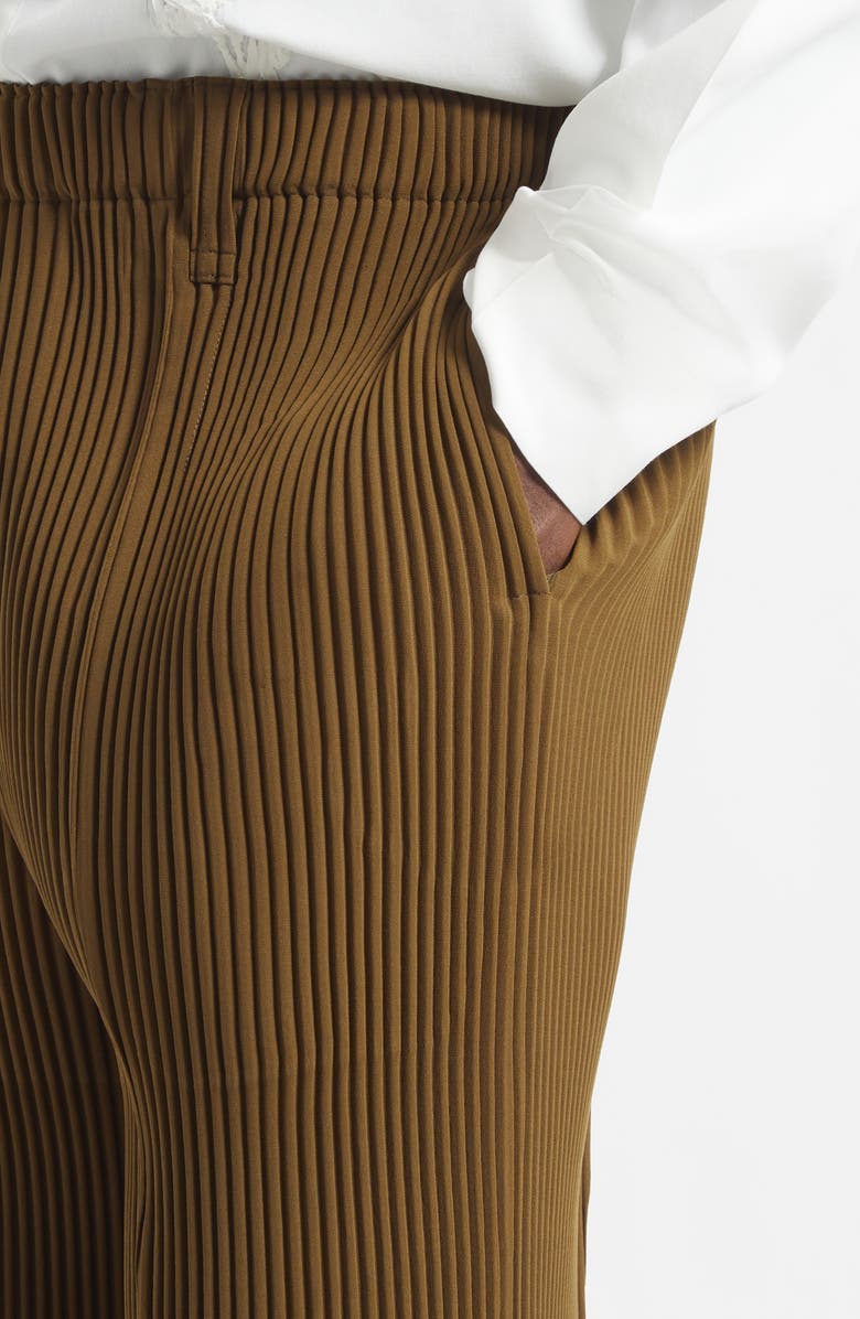 Homme Plissé Issey Miyake Pleated Tuxedo Pants, Alternate, color, Khaki