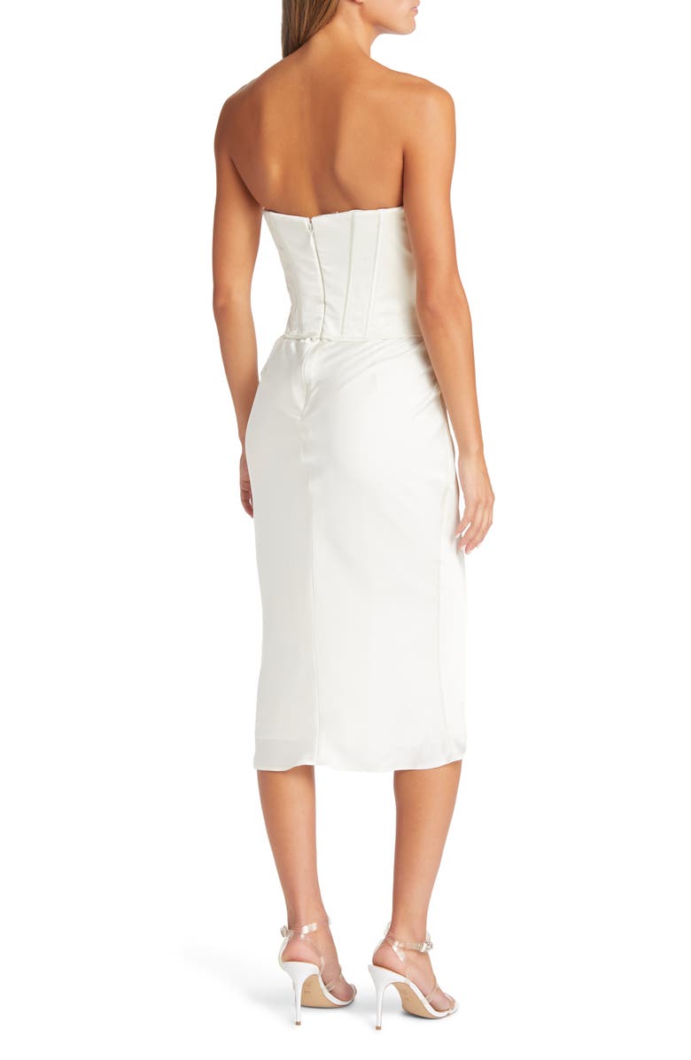 HOUSE OF CB Sienna Strapless Satin Corset Dress, Alternate, color, Ivory