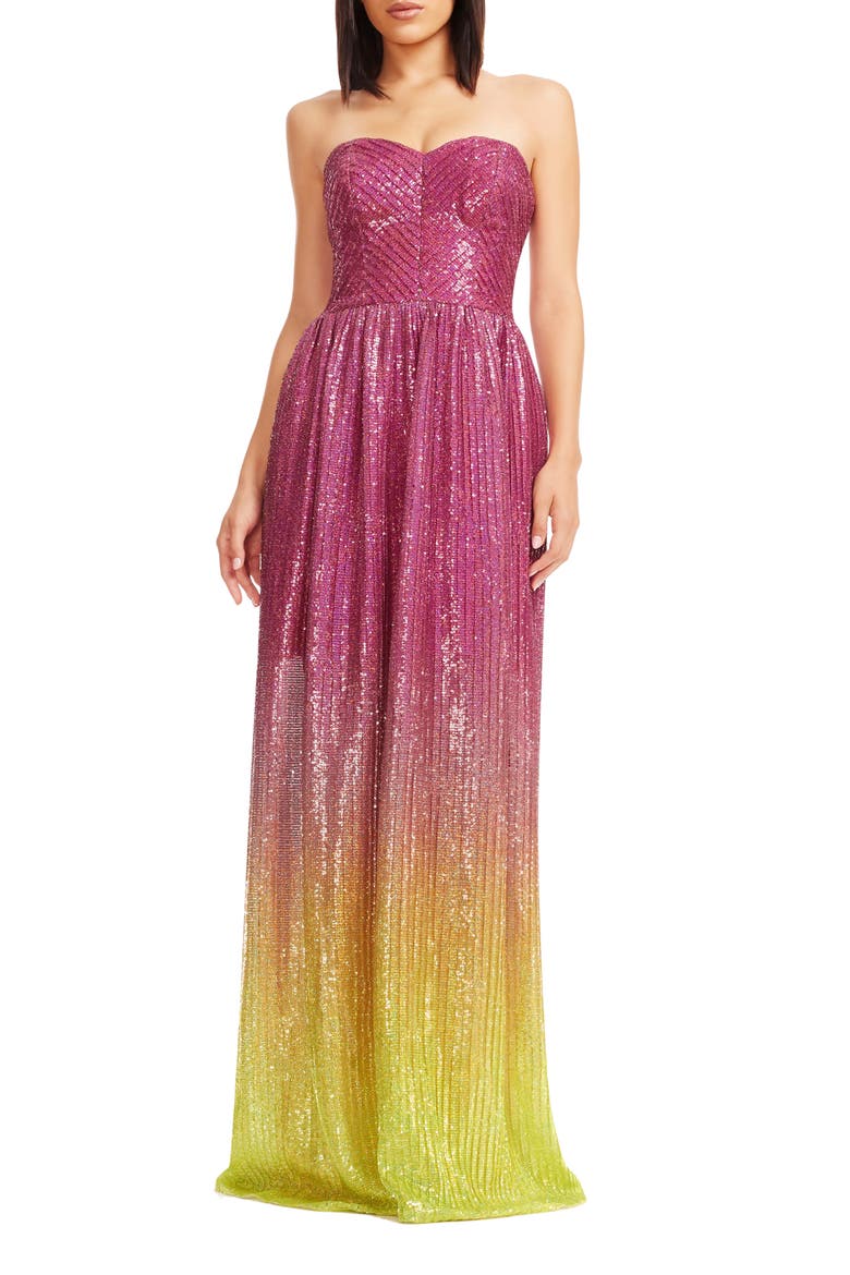 Audrina Sequin Straples Gown, Main, color, RASPBERRY-LEMON