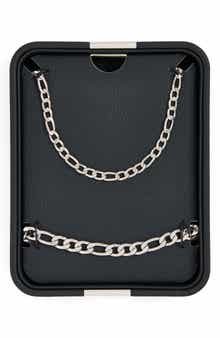 NORDSTROM RACK Men's Stainless Steel Figaro Chain Necklace & Bracelet Set