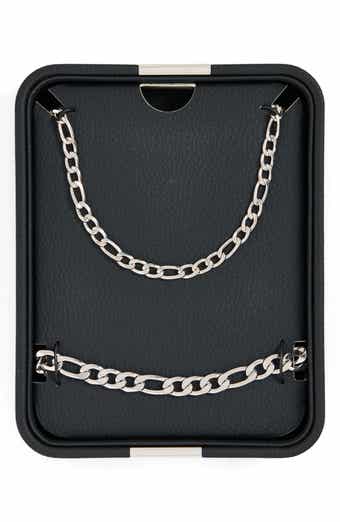 NORDSTROM RACK Men's Stainless Steel Figaro Chain Necklace & Bracelet Set