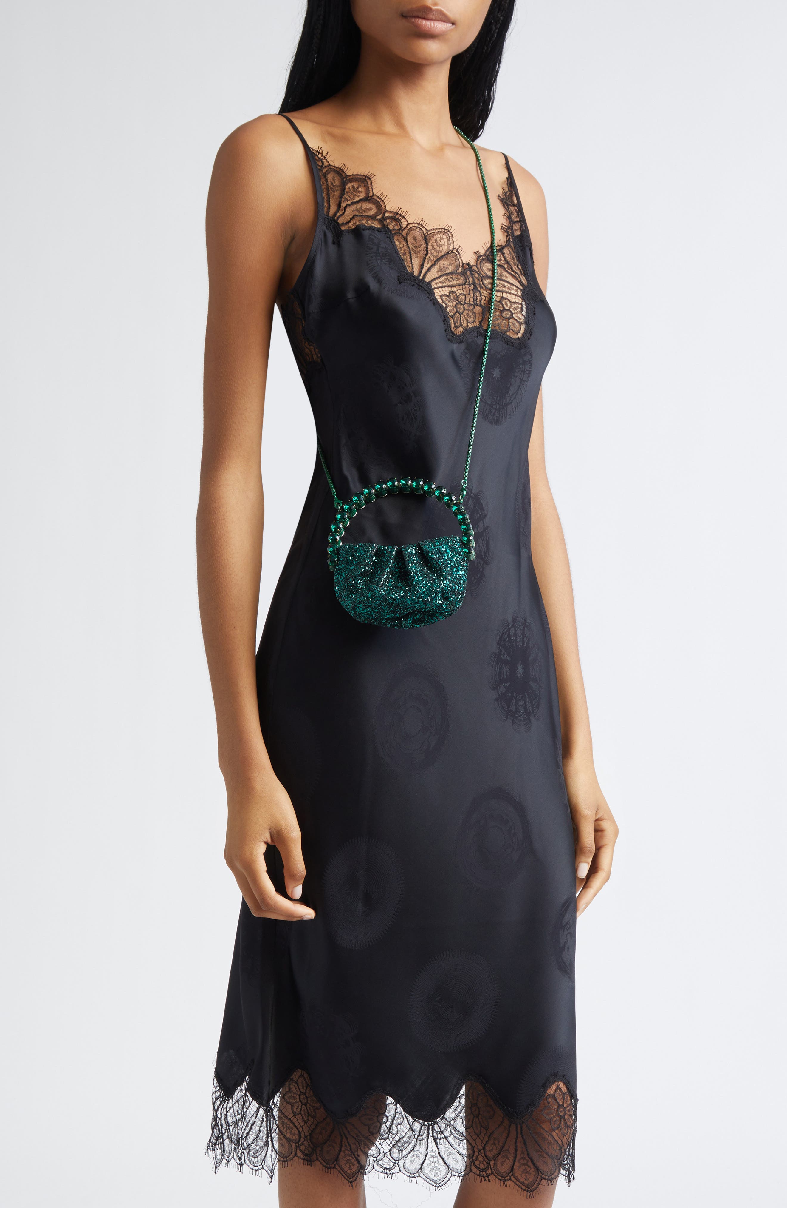 L’alingi Micro Eternity Glitter Satin Crystal Top Handle Bag, Alternate, color, 