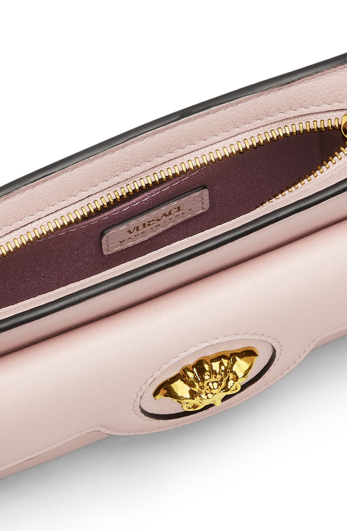 Mini Medusa Leather Shoulder Bag, Alternate, color, DUSTY ROSE ORO VERSACE