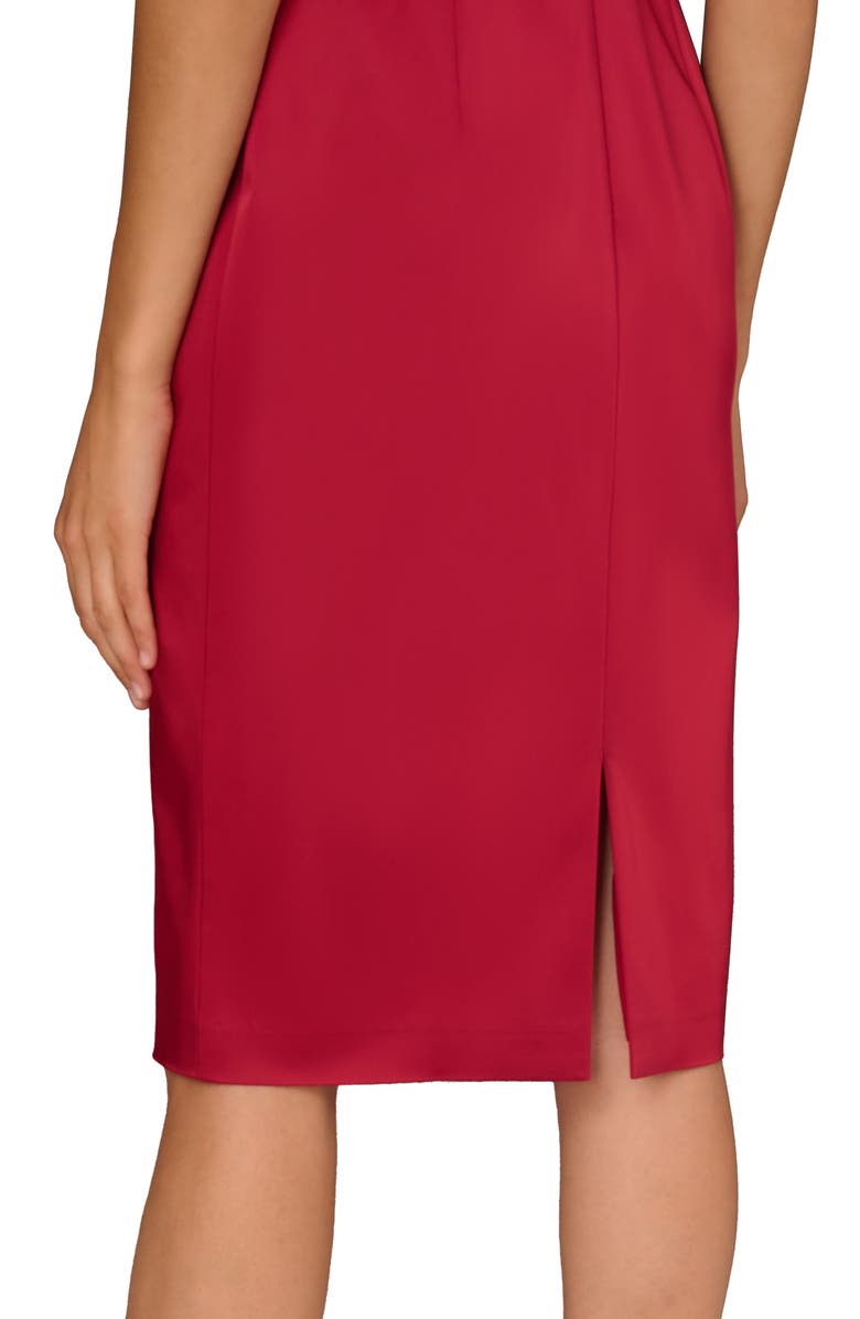 Aidan Mattox Bow Detail One-Shoulder Satin Cocktail Sheath Dress, Alternate, color, Matador Red