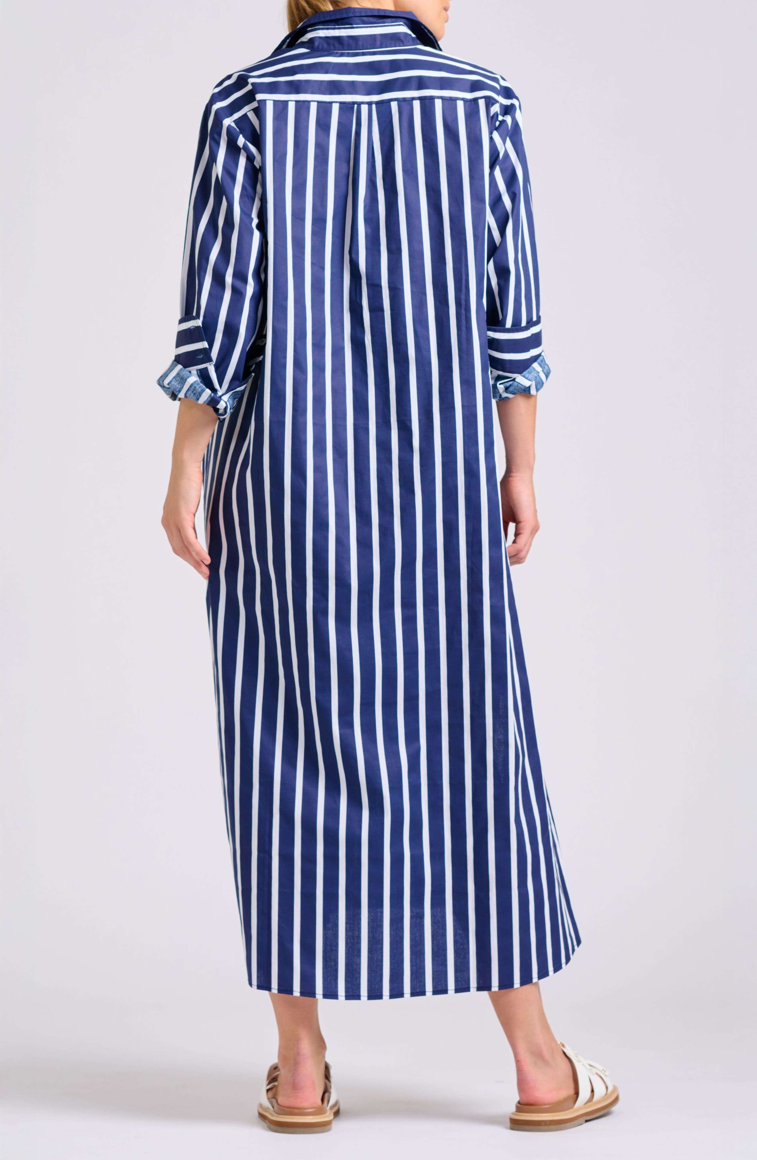 Mixed Stripe Long Sleeve Shirtdress - image 4