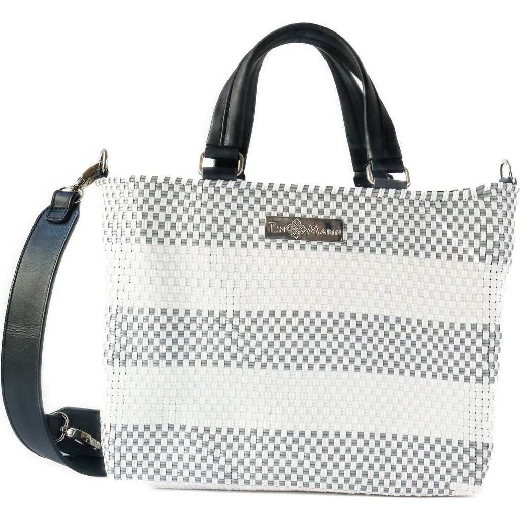 Tin Marin Lolo Medium Woven Crossbody Drawstring Bag In Gray