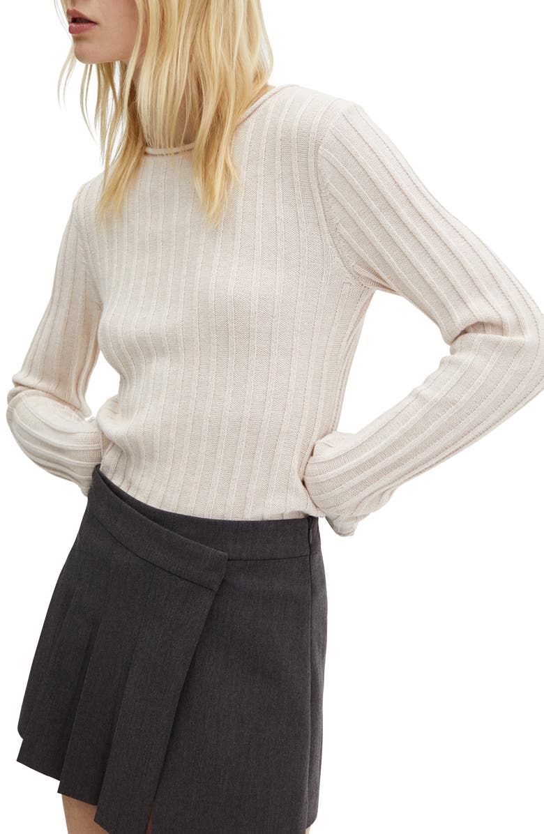 MANGO Rib Roll Neck Sweater, Main, color, 