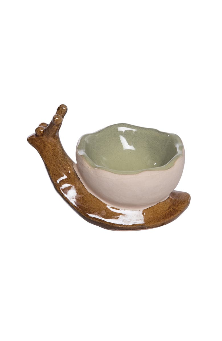 Transpac Ceramic Snail Shape Bowl Multicolored for Spring Serving and Entertaining, Main, color, Multicolored