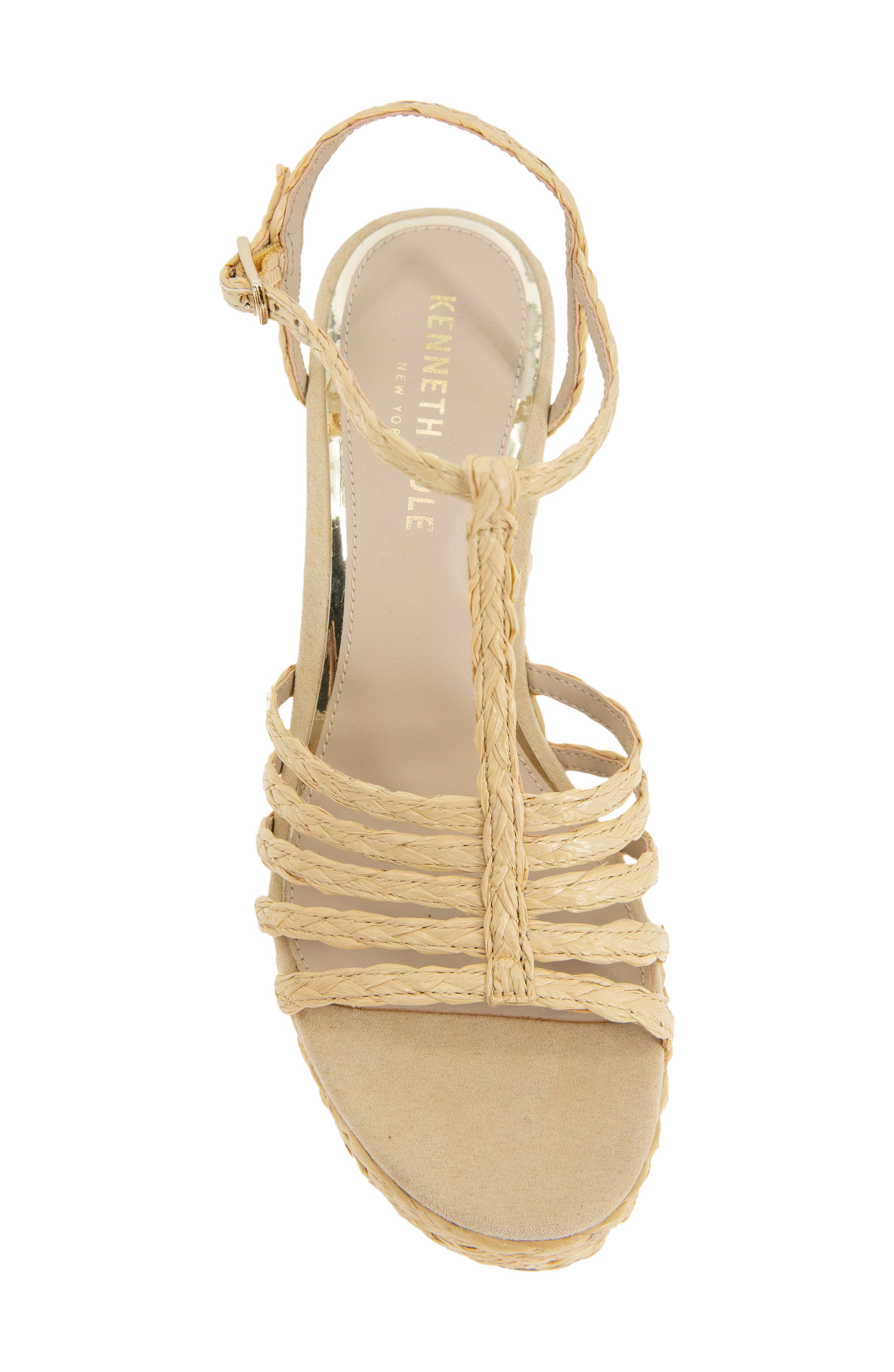 Kenneth Cole Celia Ankle Strap Platform Wedge Sandal, Alternate, color, Natural Raffia