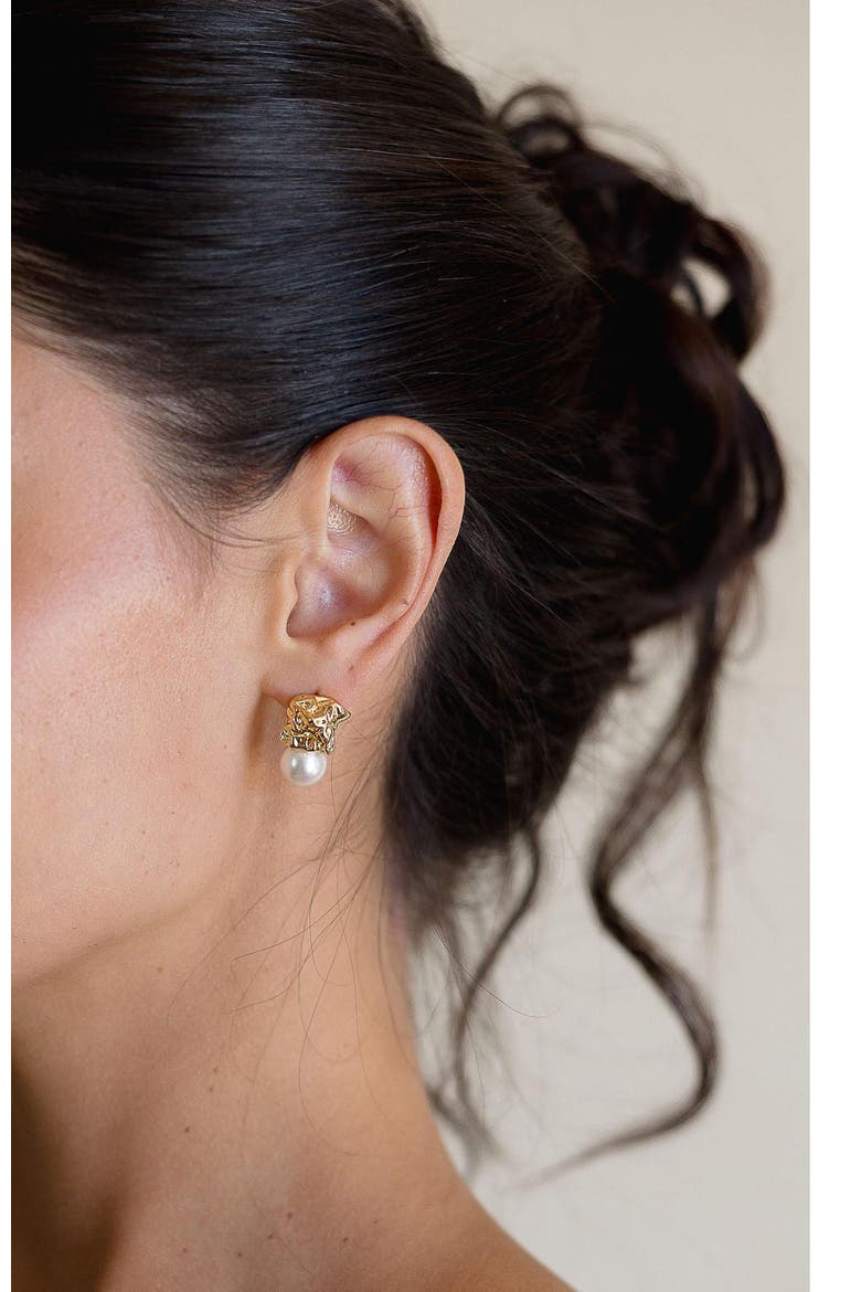 Gossamer Pearl Drop Earrings, Alternate, color, Gold