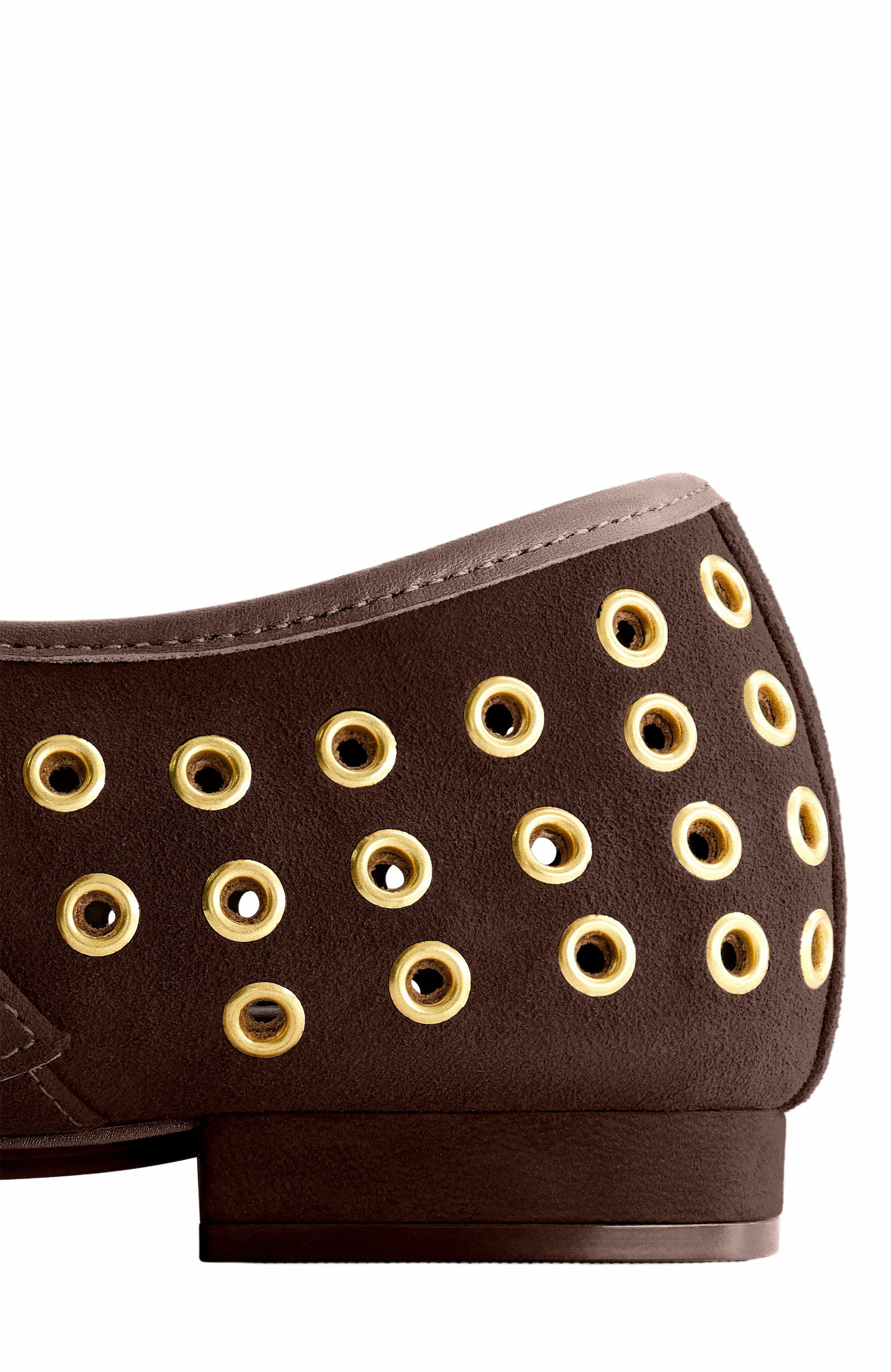 Bernardo Footwear Borden Grommet Mary Jane Flat, Alternate, color, Dark Chocolate