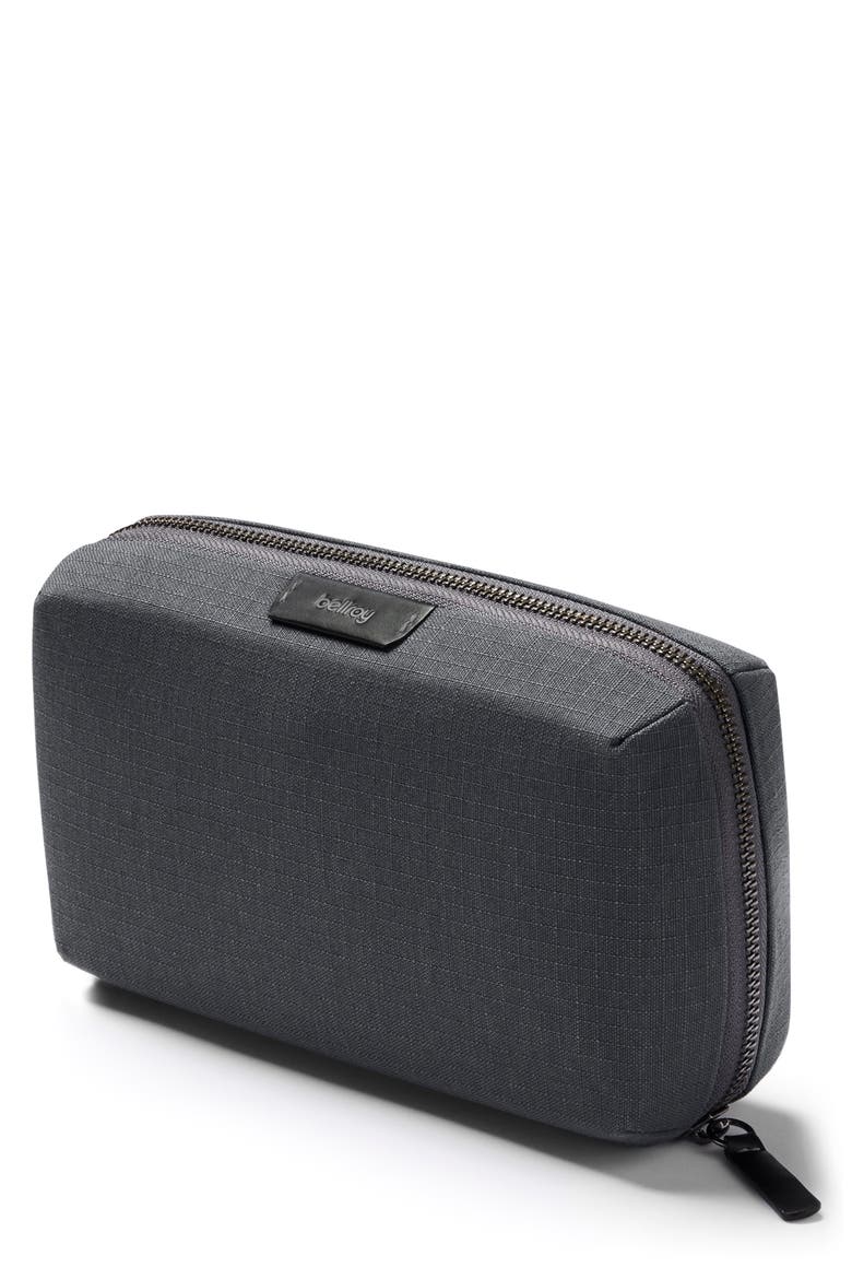 Water Resistant Recycled Polyester & Recycled Nylon Tech Case, Main, color, BLACK