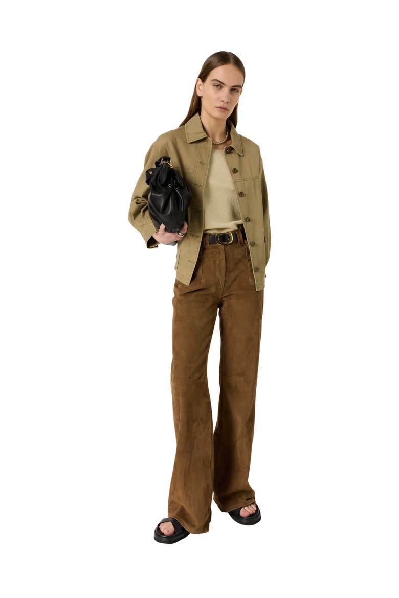 Tyana Boxy Denim Jacket, Alternate, color, Medium Khaki