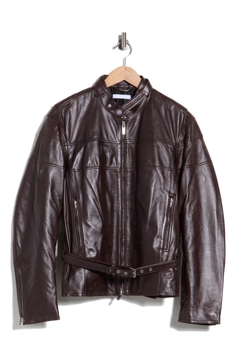 Le Moto Leather Bomber Jacket, Main, color, MAHOGANY