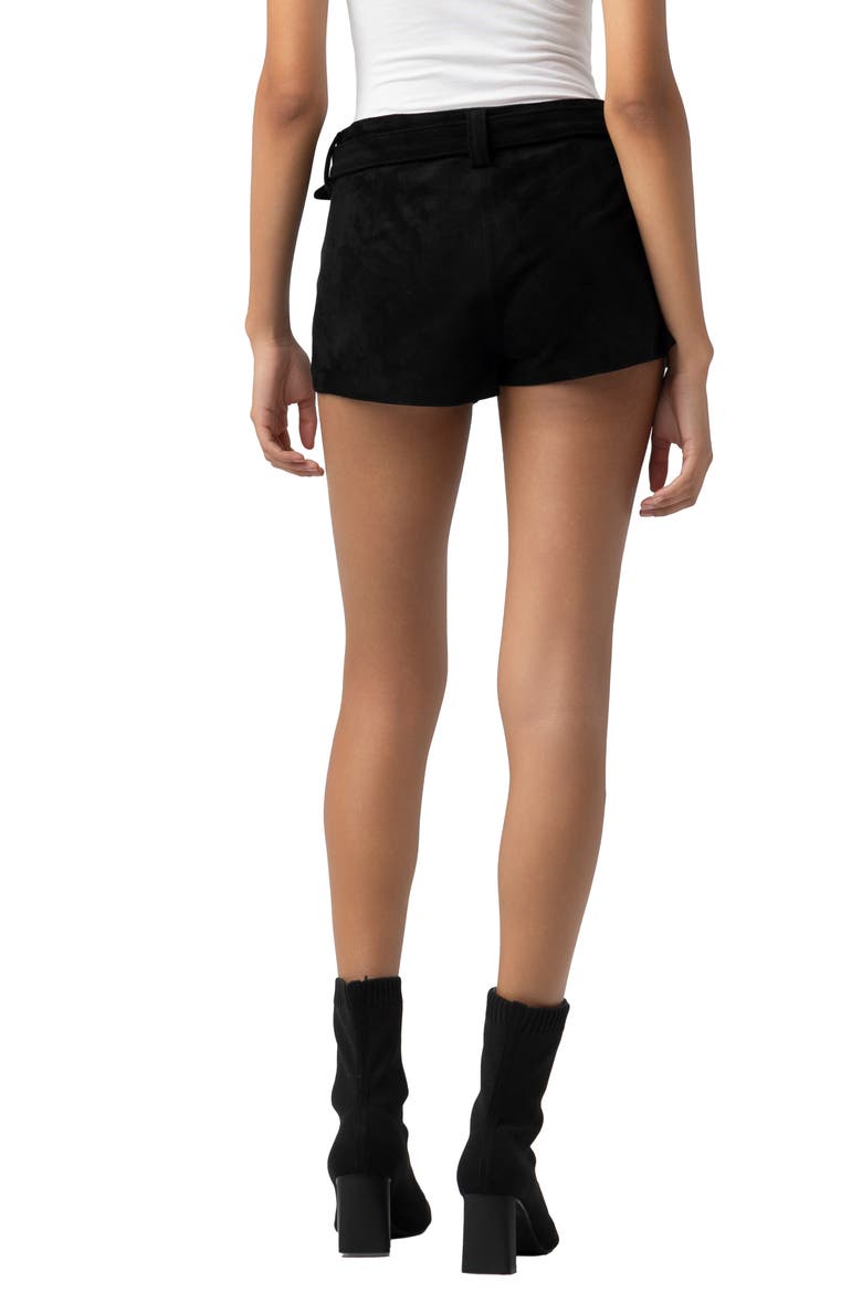Belted Low Rise Faux Suede Microshorts, Alternate, color, SOCIAL SCENE