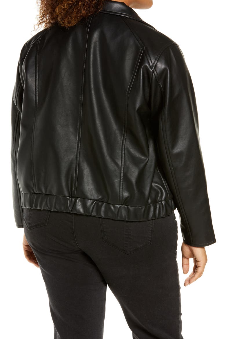 Faux Leather Jacket with Hooded Bib Insert, Alternate, color, BANKROLLER