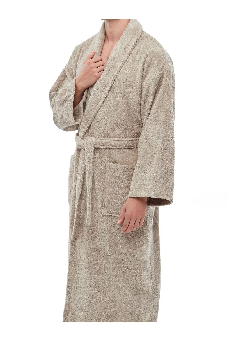 Mens Classic Shawl Collar Ankle Length Terry Bathrobe, Alternate, color, Latte