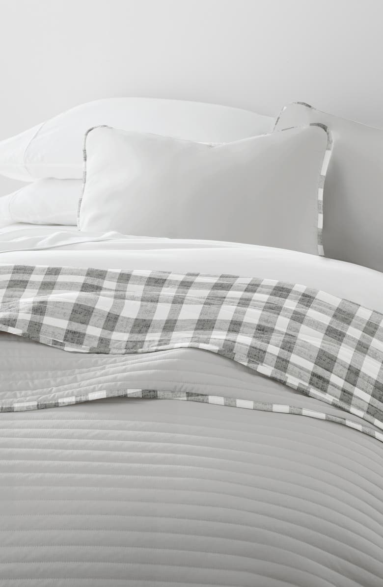 HOMESPUN Pattern Reversible Quilt & Sham Set, Alternate, color, Gray