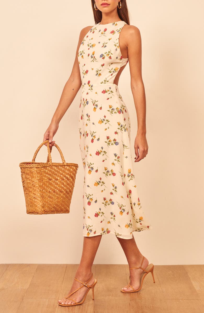 Reformation Harleen Floral Print Midi Dress, Alternate, color, 