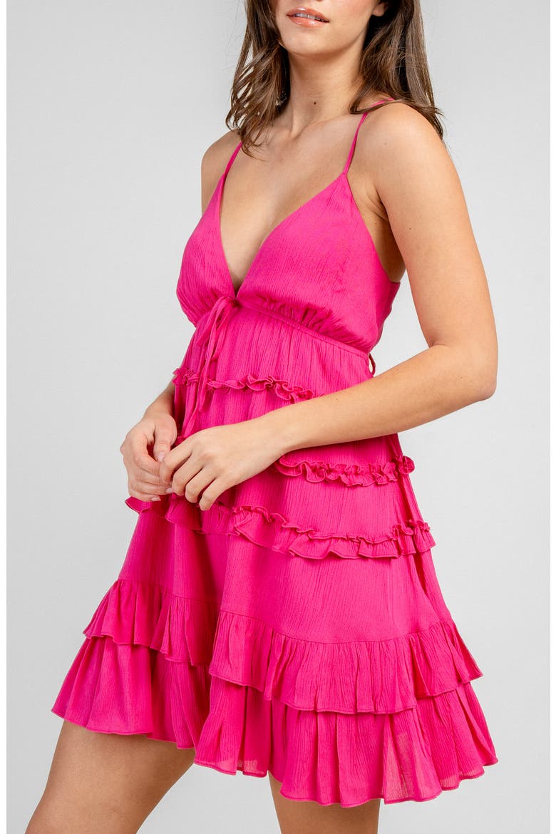 Ruffle Tiered Minidress, Alternate, color, FUCHSIA