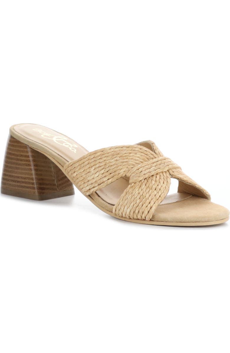 Bos. & Co. Gessa Block Heel Slide Sandal, Main, color, Natural Rafia/Suede