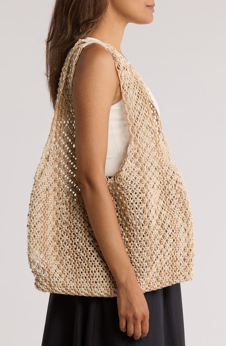 Collection XIIX Natural Stripe Macramé Large Tote Bag, Alternate, color,