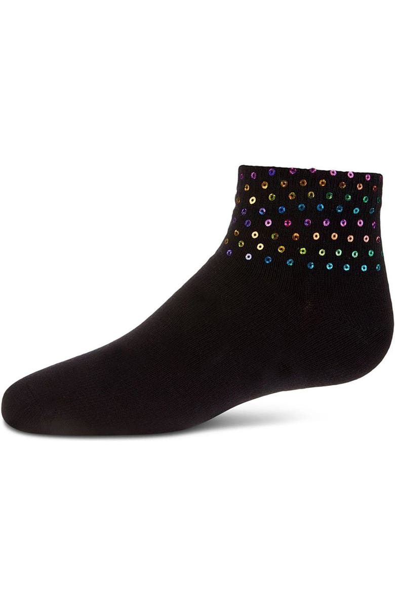 MeMoi Multicolor Sequin Anklet Sock, Main, color, Black