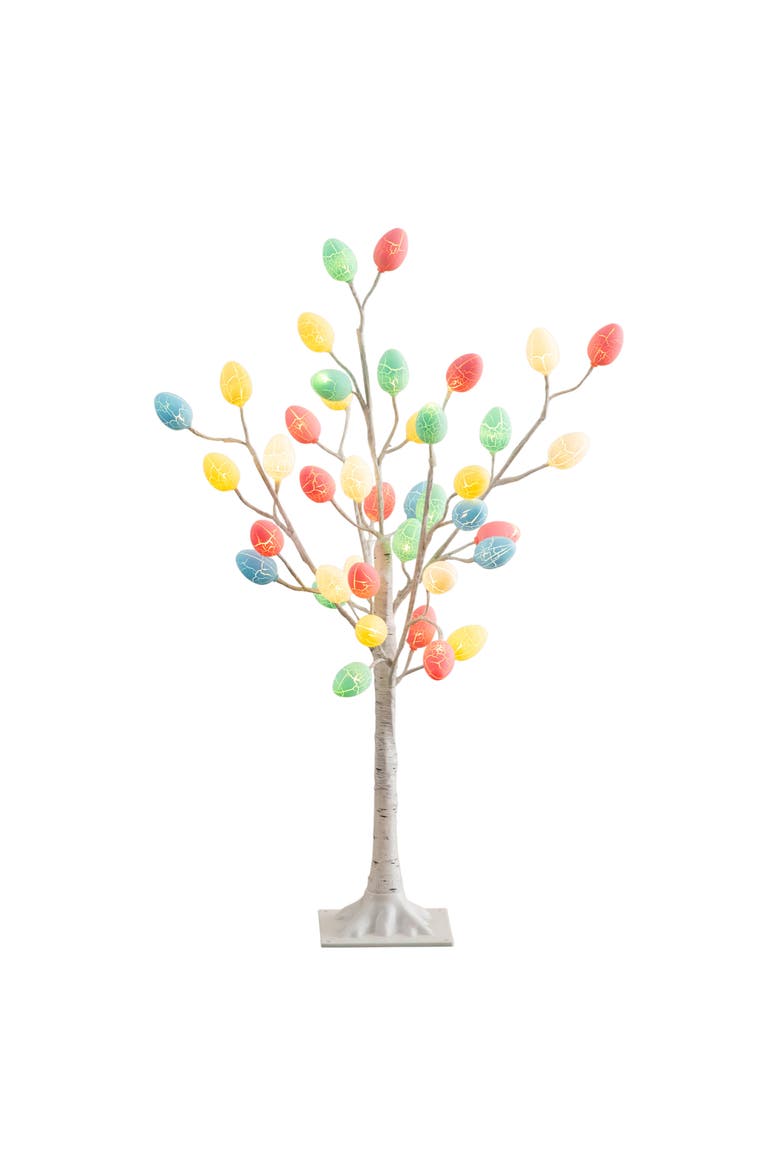 3-ft Pre-Lit Artificial Easter Twig Tree with 40 Egg Shaped LED Ornaments, Main, color, White