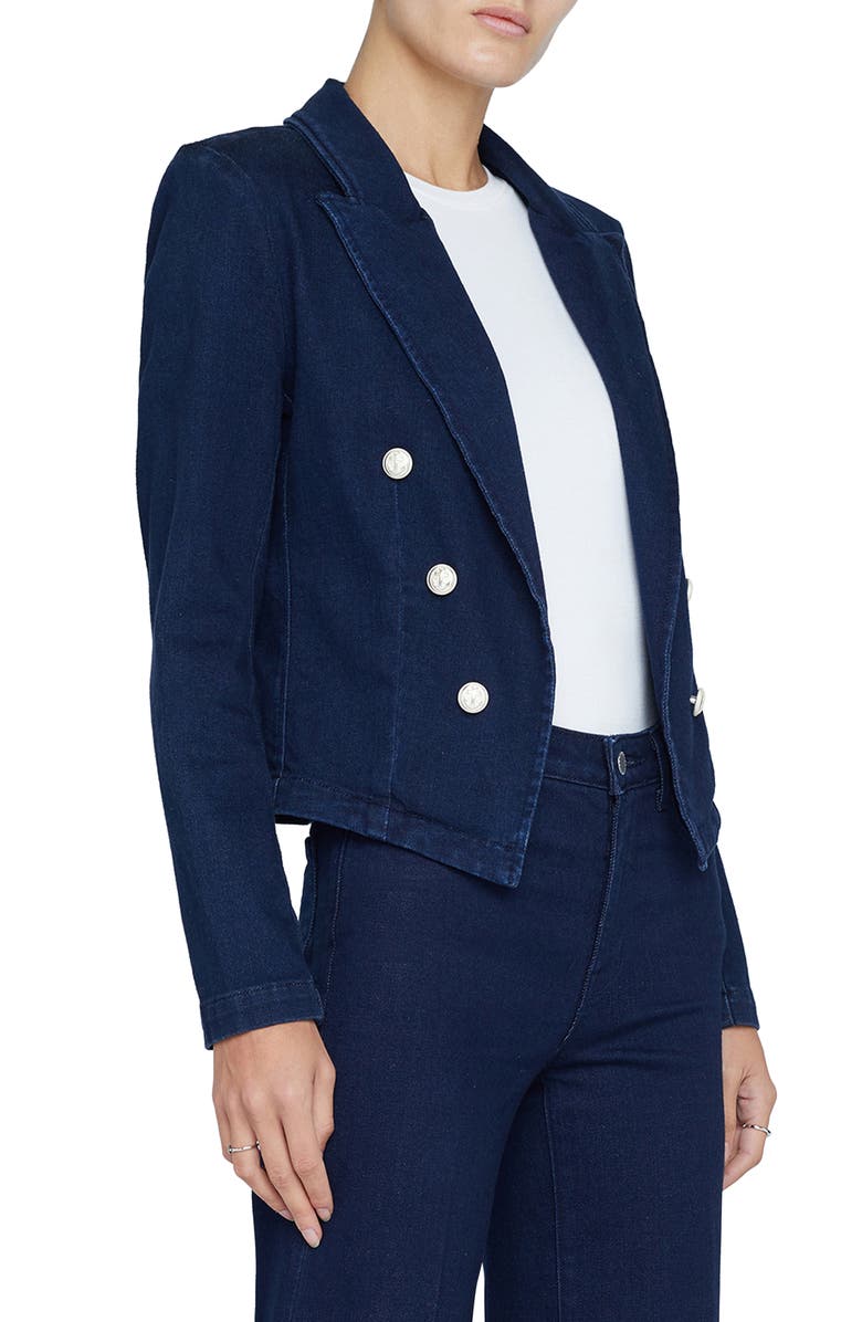 L'AGENCE Wayne Crop Denim Double Breasted Jacket, Alternate, color, Palomino
