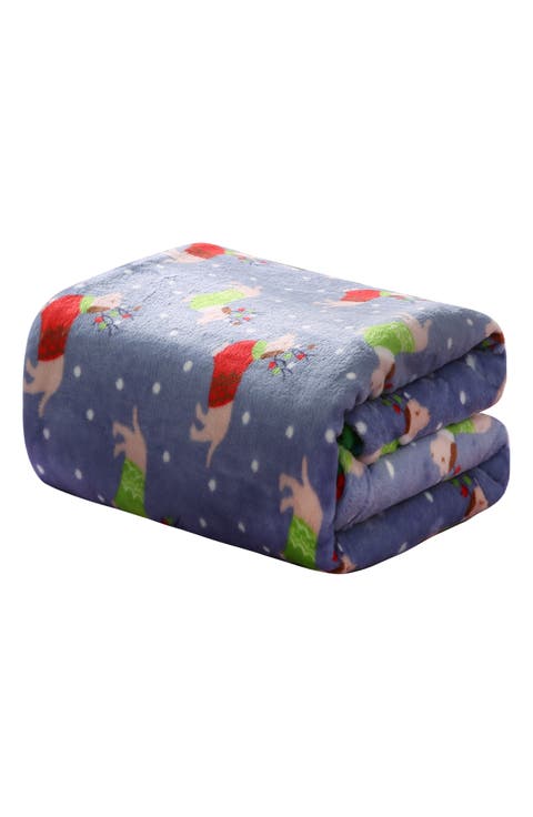 Dogs in Sweaters Holiday Plush Fleece Throw Blanket