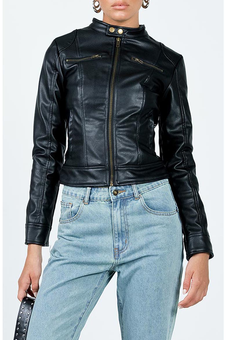 Pottsville Faux Leather Moto Jacket, Main, color, BLACK