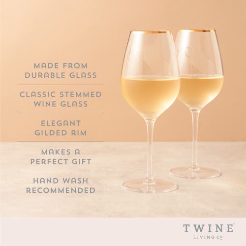 Twine Gilded Stemmed Wine Glasses Set Of 2 In Gold