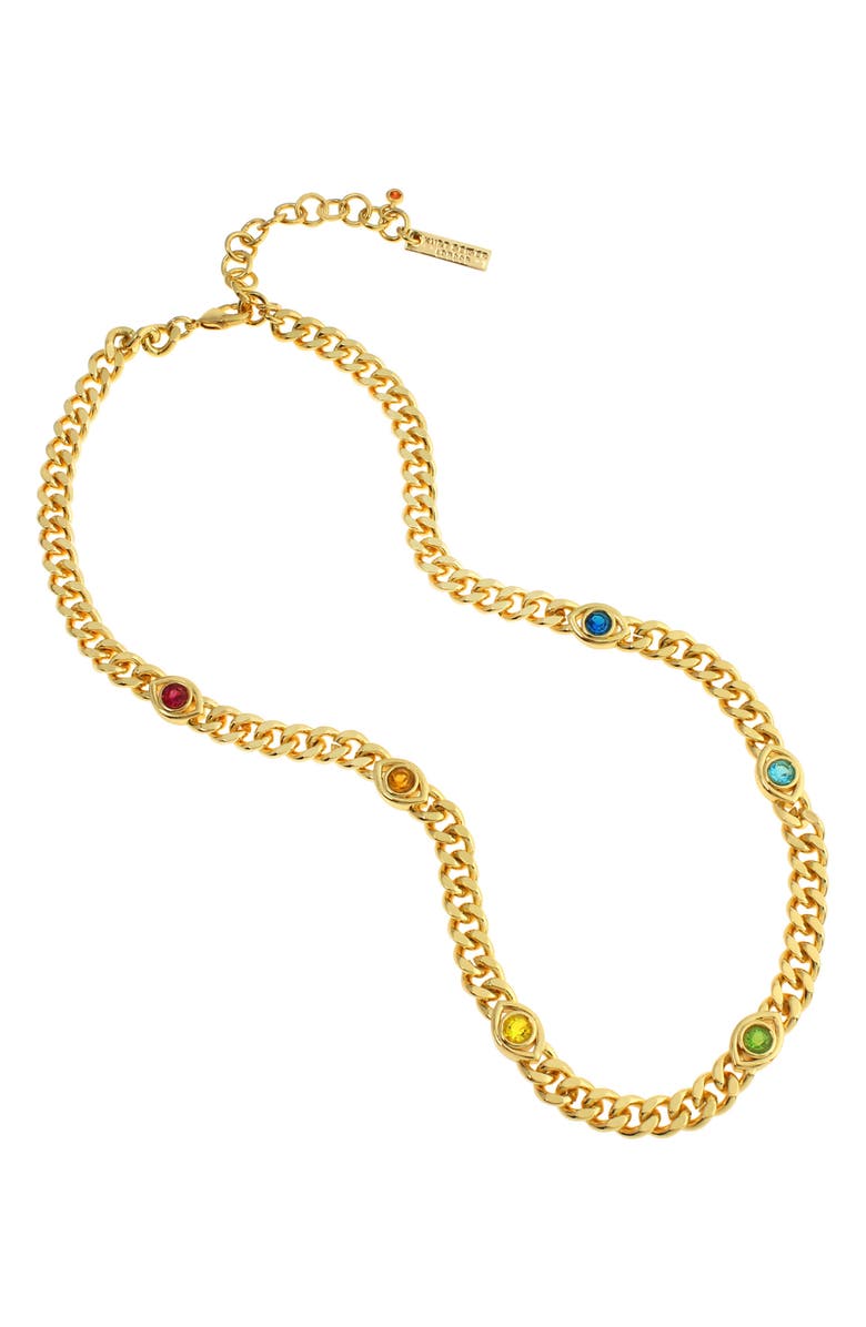 Kurt Geiger London Evil Eye Station Curb Chain Necklace, Alternate, color, 